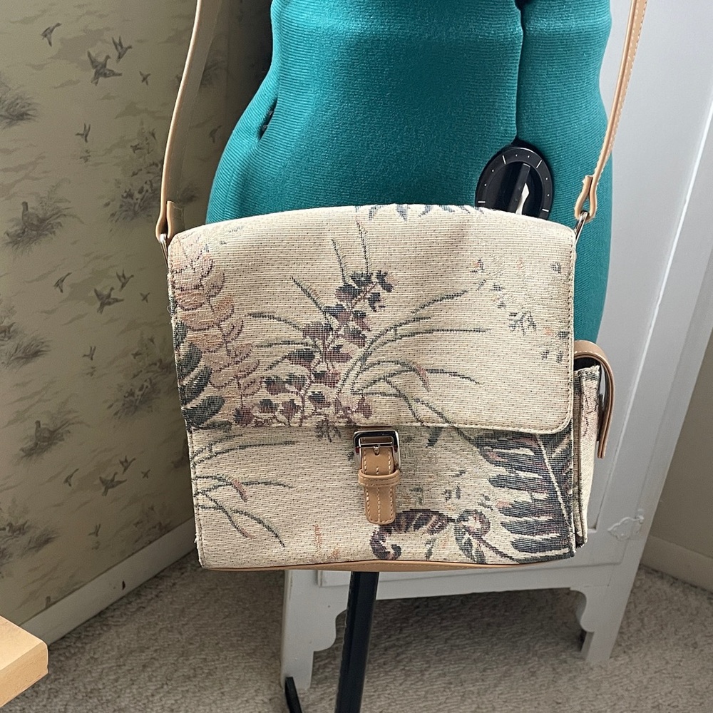 Liz Claiborne Botanical Canvas Crossbody Bag